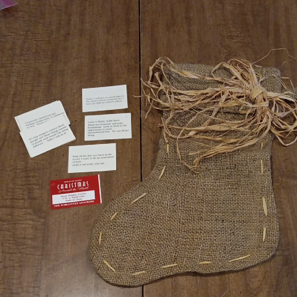 Rustic Burlap Christmas Stocking - Picture 1 of 5